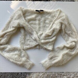 Cream Faux Mohair Twist Sweater